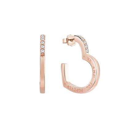 Rose gold plated heart hoops ube82047